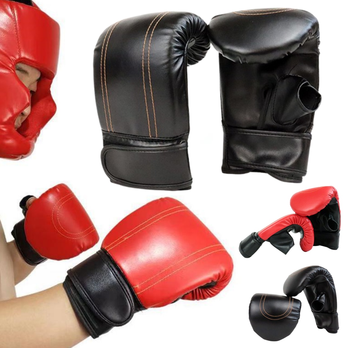 Boxing Glove Set - 男性と女性のためのPUレザーボクシンググローブ,ユニセックスサンダグローブ,トレーニング,スポーツ保護ミット