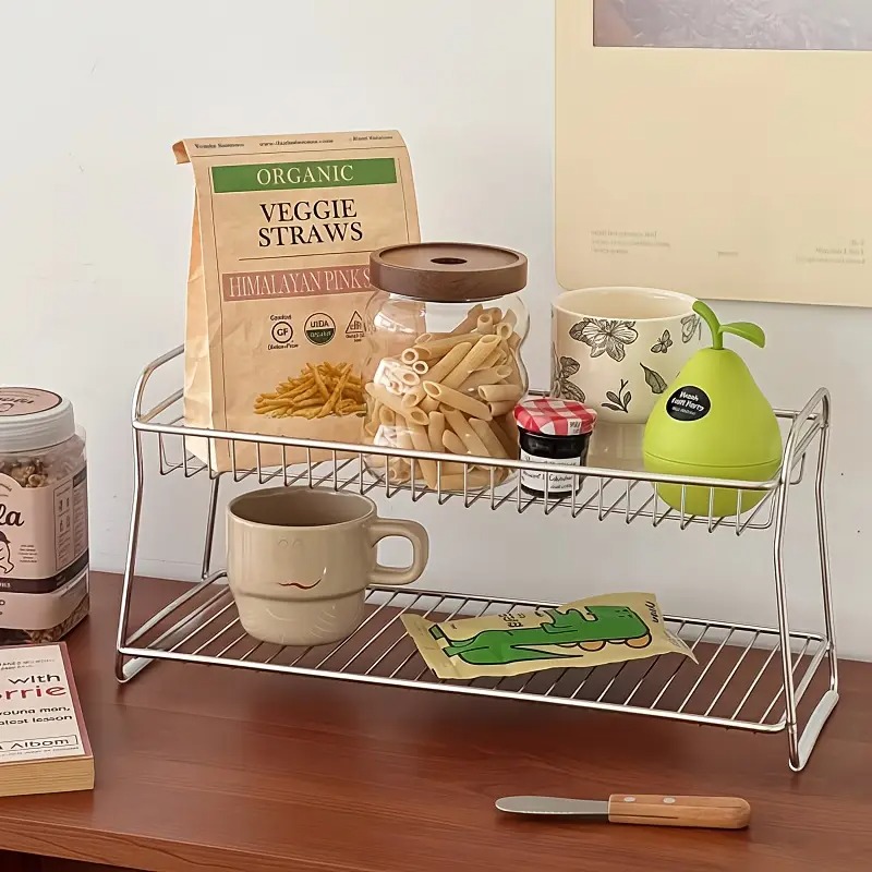 Sports Equipment Storage Rack - 2段式カウンタートップ収納ラック - キッチン、バスルーム、オフィス、ドレッシングテーブル用 - モダンデザイン -
