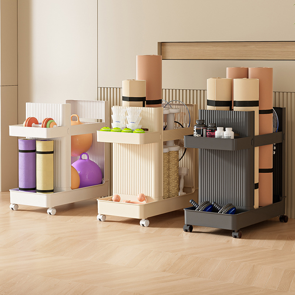 Sports Equipment Storage Rack - 車輪付きジム機器ホルダー フィットネス機器収納ラック ヨガマット収納ラック フィットネス機器スポーツツールオーガナイザー