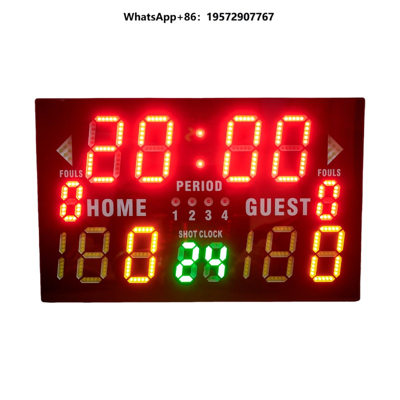 Sports Equipment Basketball - 多機能電子式赤色バスケットボールスコアボード、ワイヤレス充電式スポーツ用品（屋内コート用）