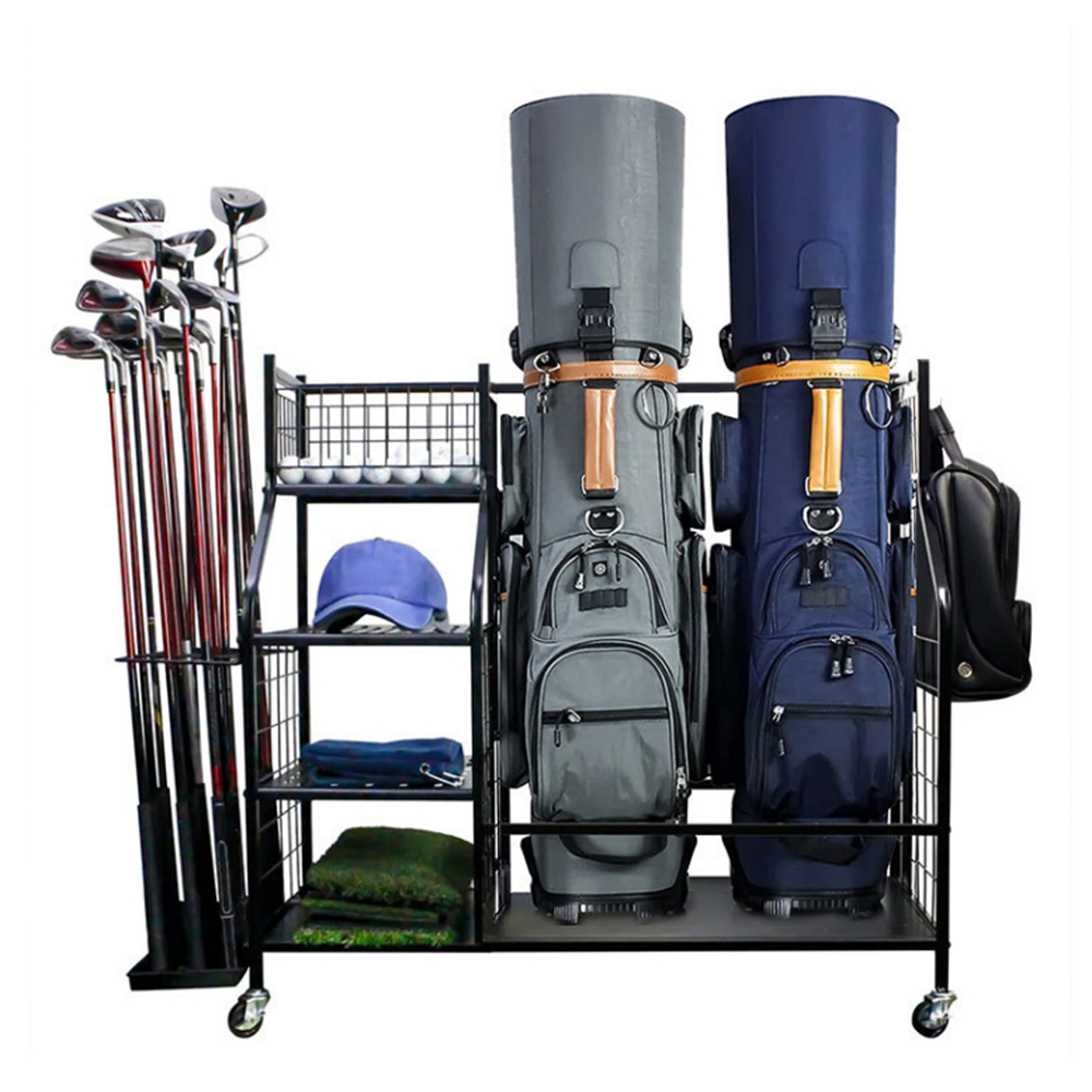 ゴルフバッグ収納ガレージオーガナイザーラック 2 スポーツバ - Sports Equipment Storage Rack のレビューと価格
