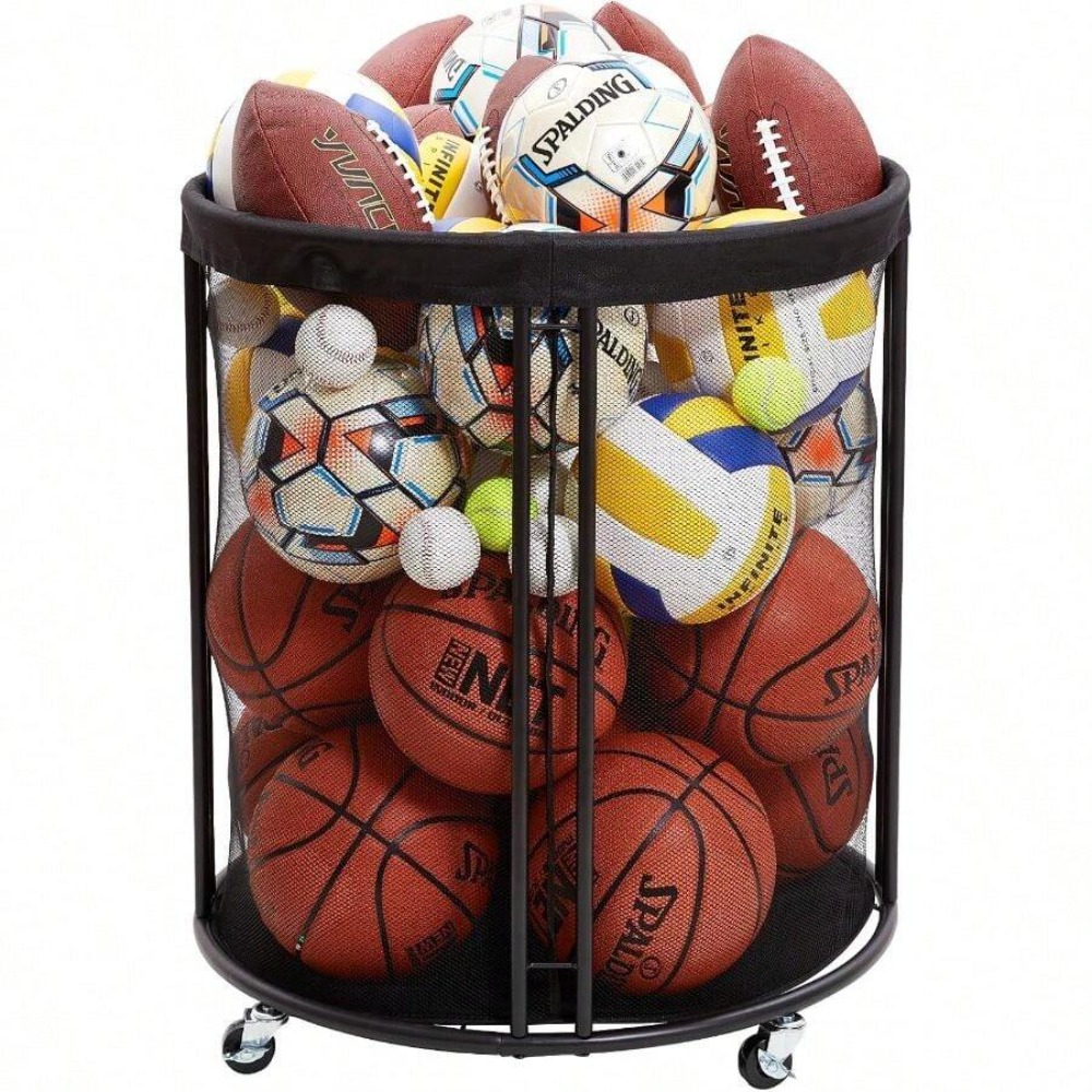 頑丈なボール収納カート（サッカー、バスケットボール、バレーボ - Sports Equipment Basketball のレビューと価格