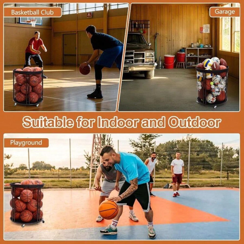 頑丈なボール収納カート（サッカー、バスケットボール、バレーボ - Sports Equipment Basketball のレビューと価格