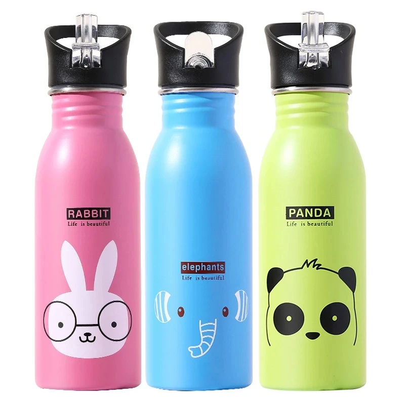 500ML ステンレス鋼製ウォーターボトル ストロー付き か - Sports Equipment 8 Year Old のレビューと価格