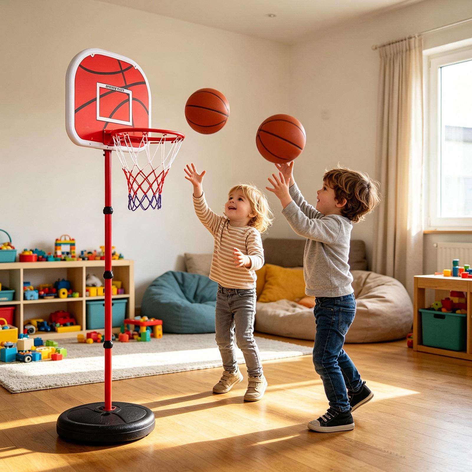 バスケットボールフープとスタンド子供用3ボールポンプ付きポー - Sports Equipment Basketball のレビューと価格
