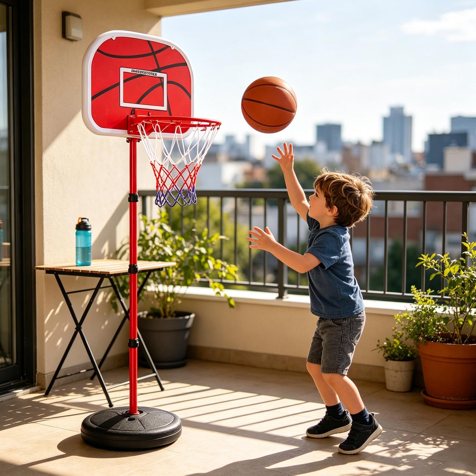 バスケットボールフープとスタンド子供用3ボールポンプ付きポー - Sports Equipment Basketball のレビューと価格