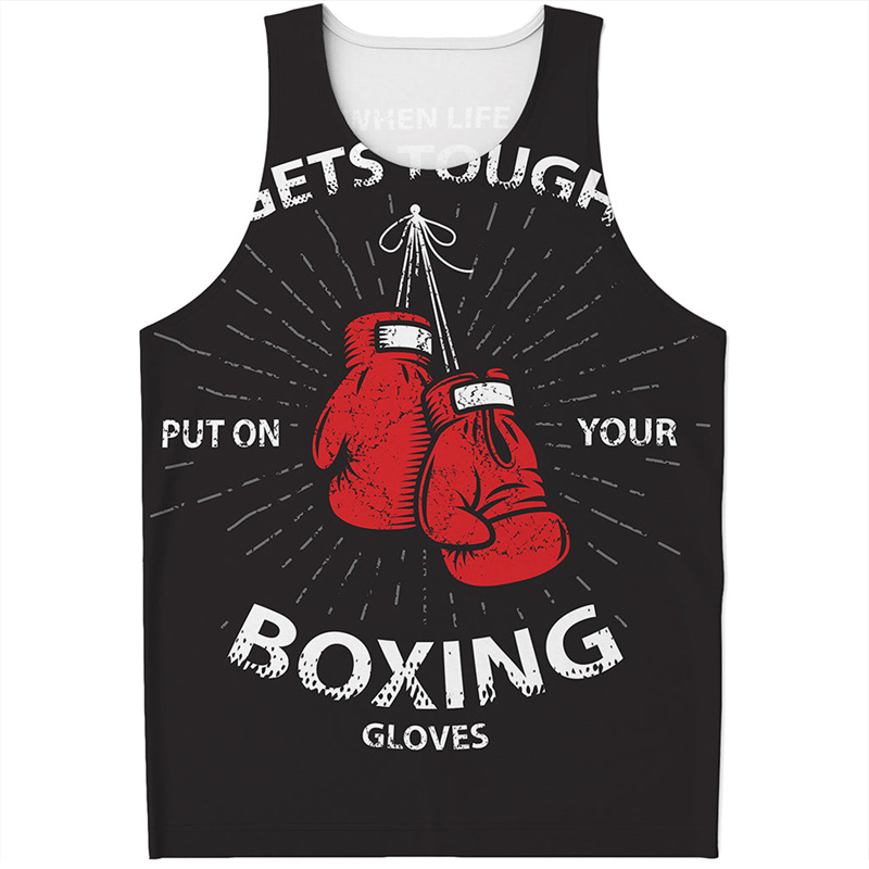 メンズボクシンググローブ3Dプリントノースリーブタンクトップ - Boxing Glove Set のレビューと価格