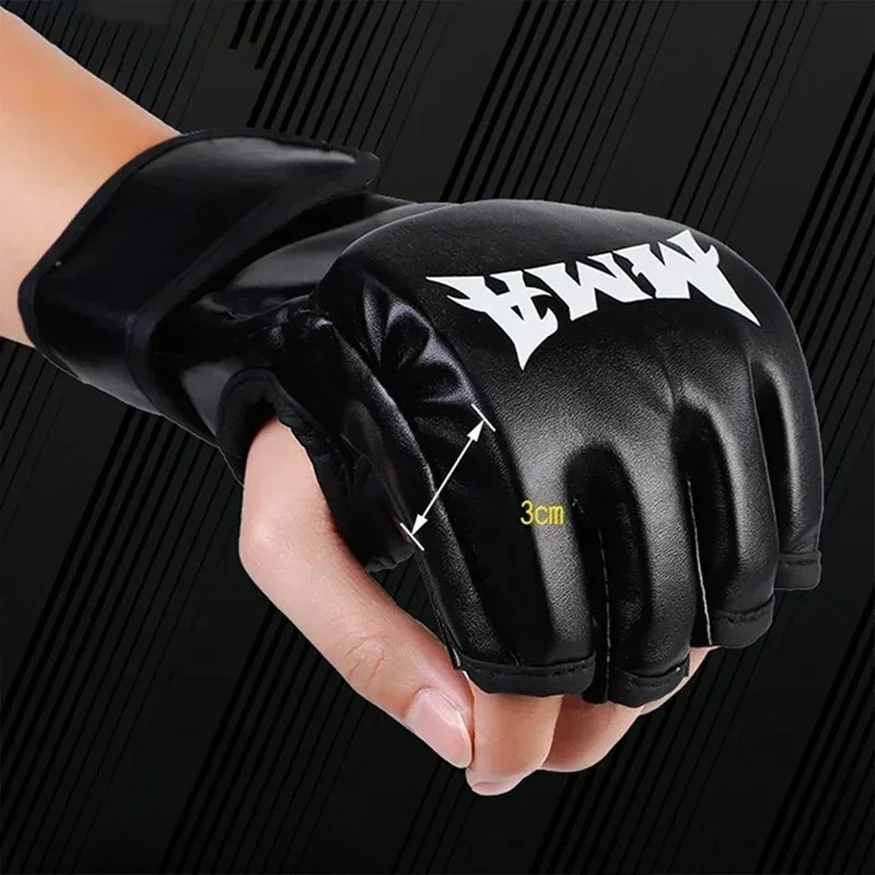 MMAハーフフィンガーボクシンググローブ PUレザー 厚手  - Boxing Glove Set のレビューと価格